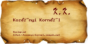 Kozányi Kornél névjegykártya